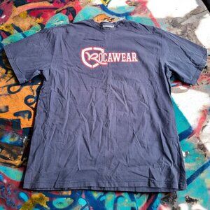 Rocawear Mens Logo T-Shirt Navy Blue‎ Size 3XL Cotton Casual Wear Faded Official